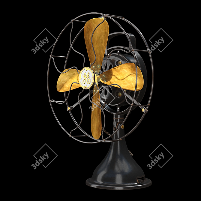 Retro American Fan 3D model image 1