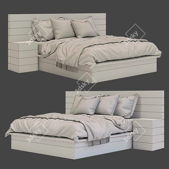 Aalka Solid Wood Bed - Exquisite Craftsmanship & Durability 3D model image 3