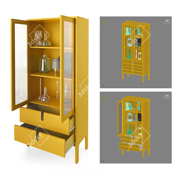 Yellow Glass Cabinet by Tenzo 3D model image 2