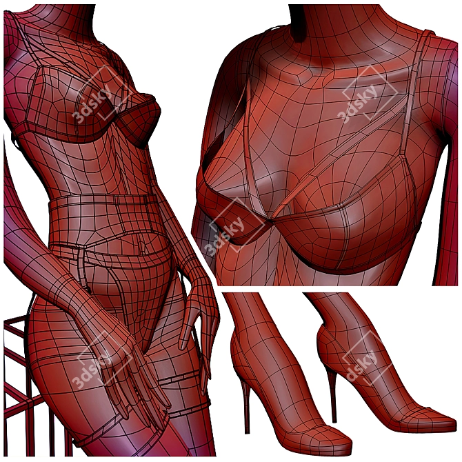 Mannequin Lingerie Set 3D model image 6