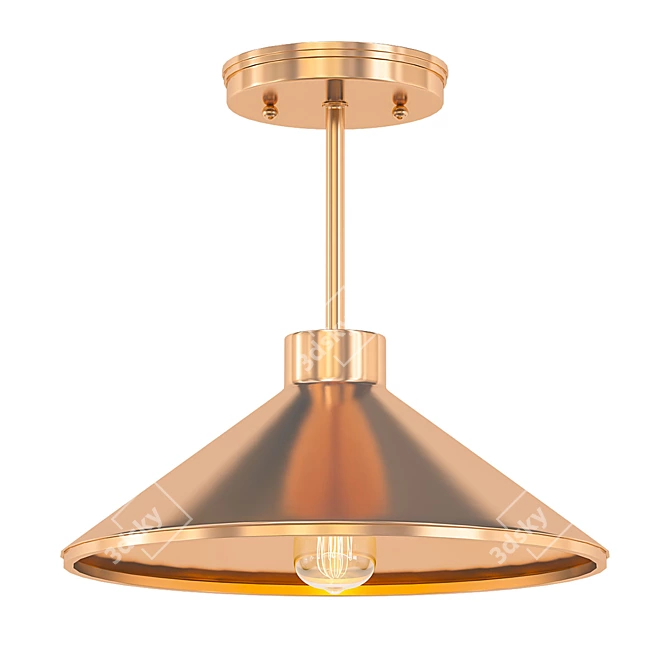 Brass Gold LED Pendant: Modern Farmhouse 3D model image 1