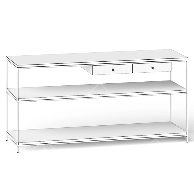 Sleek CB2 Irwin Console Table 3D model image 2