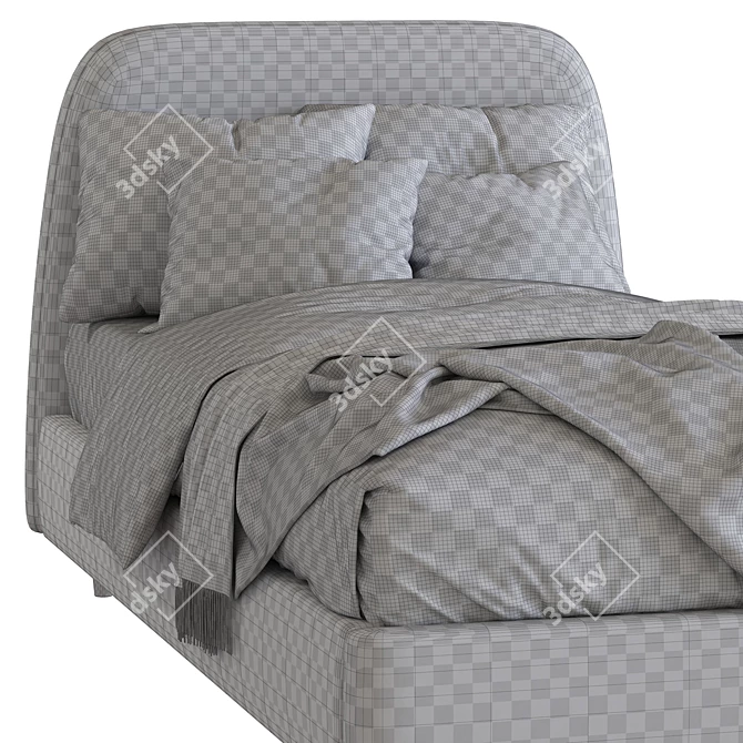 Oatmeal Raelynn Upholstered Bed 2: Stylish and Comfortable Bed 3D model image 4