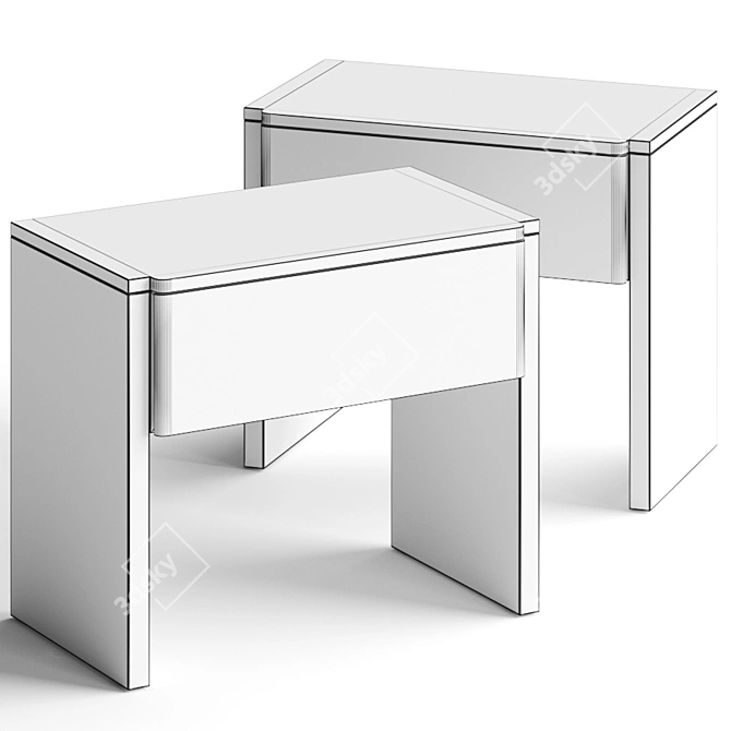 Sleek Ash Nightstand - CB2 Fore Collection 3D model image 2