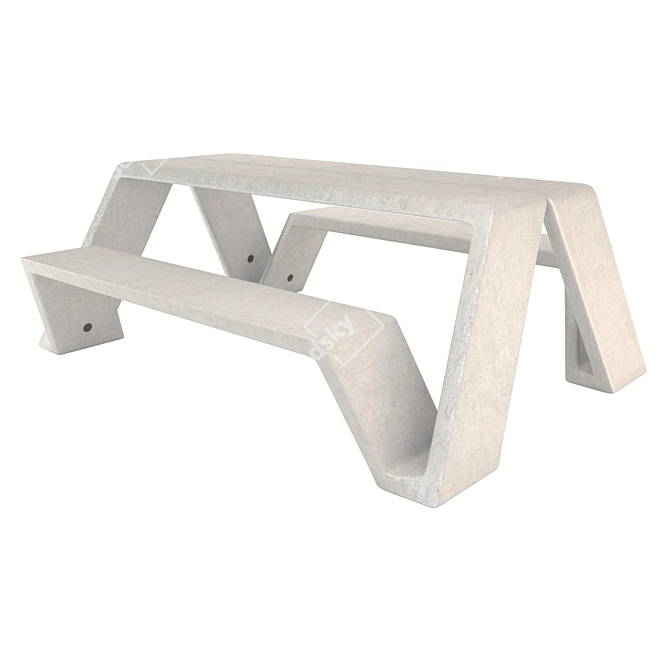 Versatile Concrete Multi Bench 3D model image 1