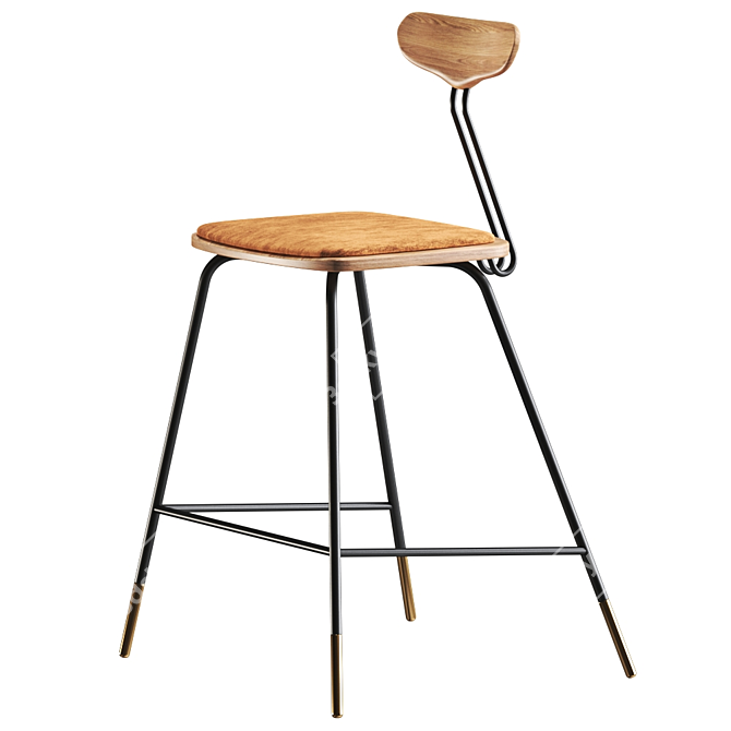 Sleek Industrial Dayton Stool 3D model image 1