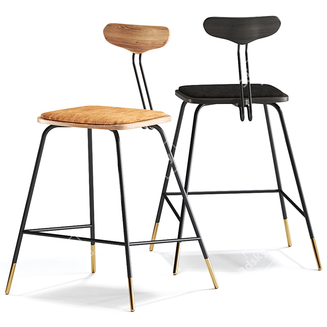 Sleek Industrial Dayton Stool 3D model image 3