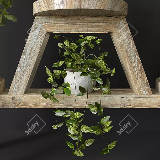 Sleek GreenFrame Sculptural Floral Stand 3D model image 3