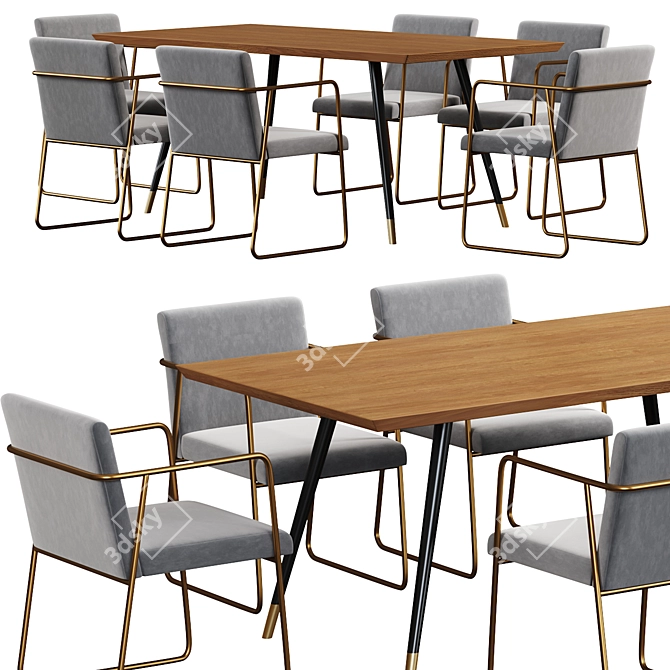 Modern CB2 Rouka Dining Table 3D model image 1