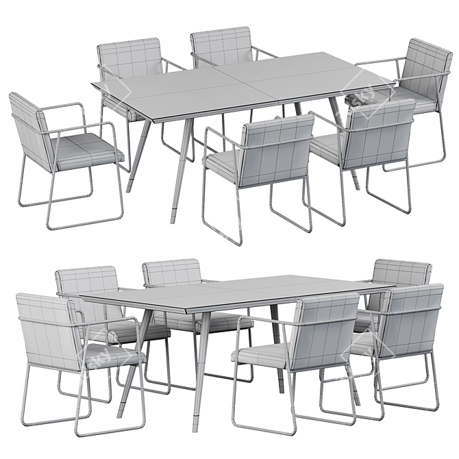 Modern CB2 Rouka Dining Table 3D model image 3