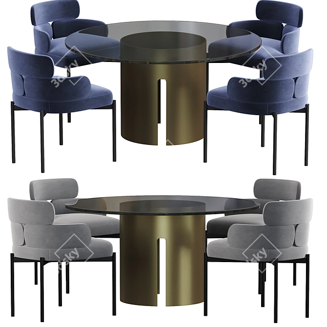 Sylvie Contemporary Dining Table 3D model image 1