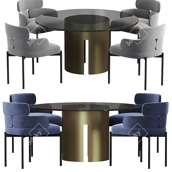 Sylvie Contemporary Dining Table 3D model image 2