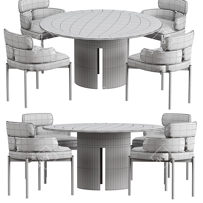 Sylvie Contemporary Dining Table 3D model image 4