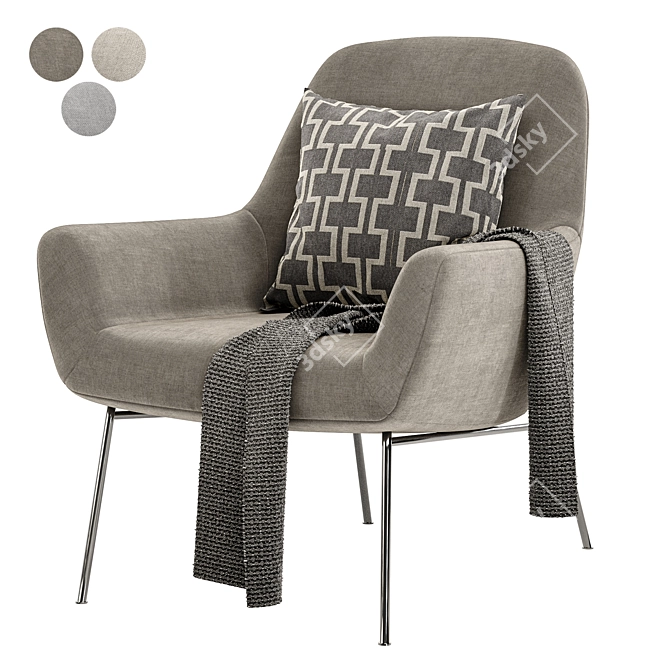 Elegant LOVY Armchair: 3 Color Options 3D model image 2