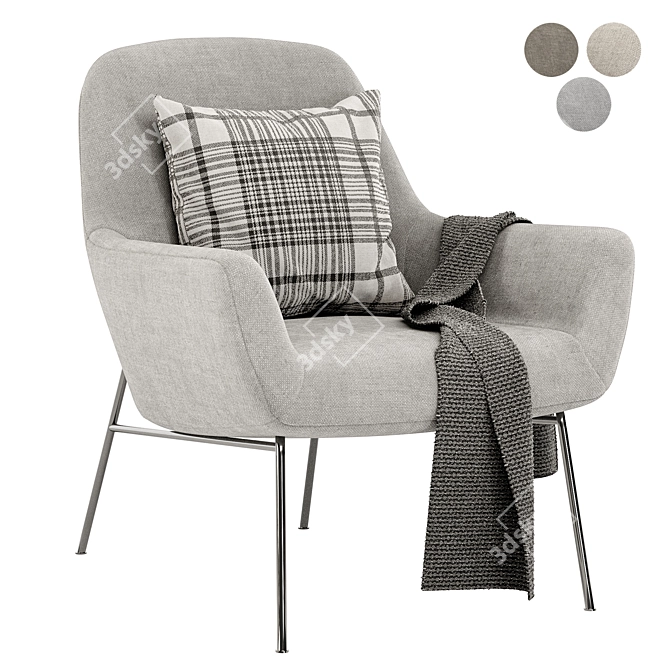 Elegant LOVY Armchair: 3 Color Options 3D model image 3