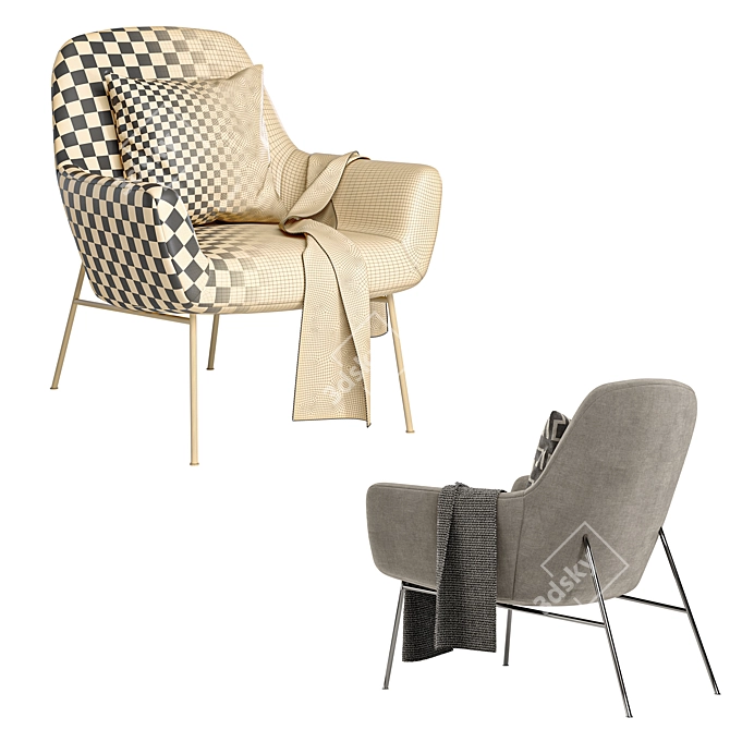 Elegant LOVY Armchair: 3 Color Options 3D model image 5