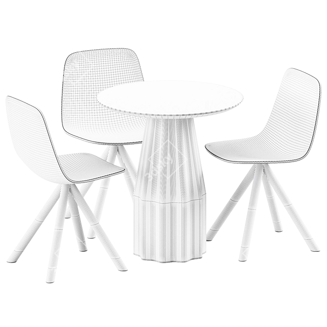 Sleek Burin Table & Maarten Chair 3D model image 2