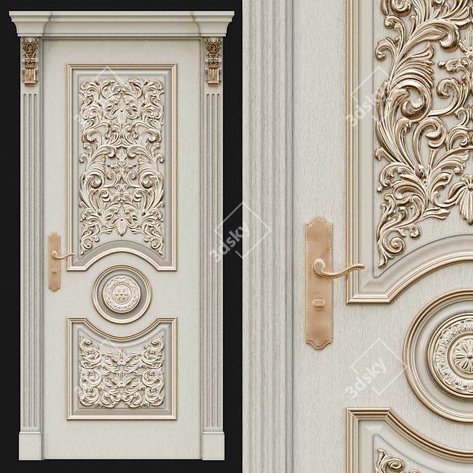 Elegant Decorative Door 3D model image 1