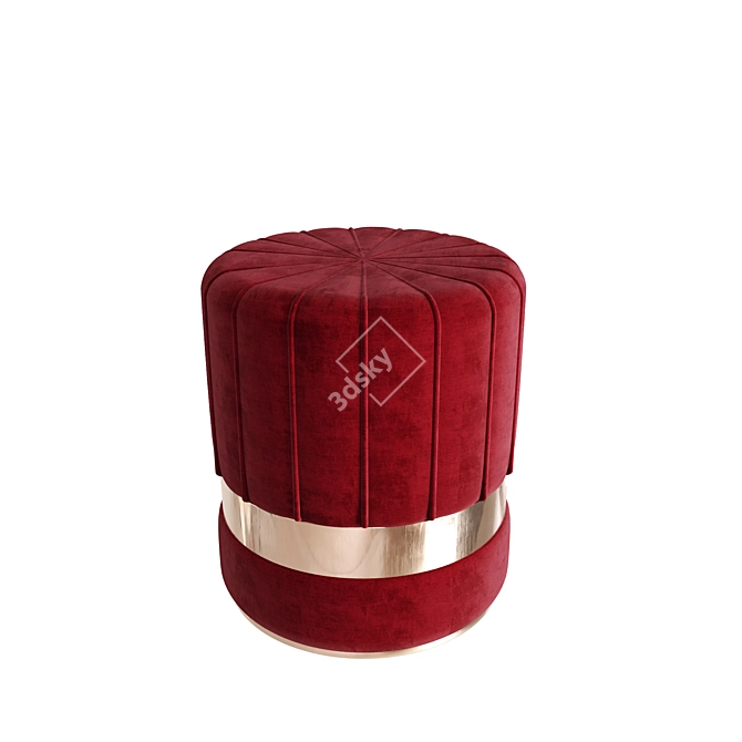 Burgundy Corduroy Ottoman 3D model image 1