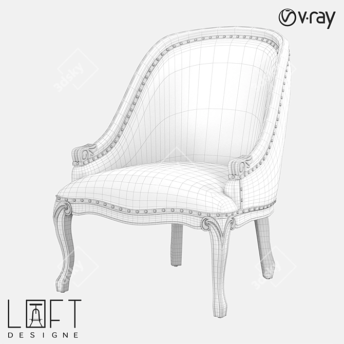 LoftDesign Armchair 3729: Chic Wood and Fabric Seating 3D model image 2