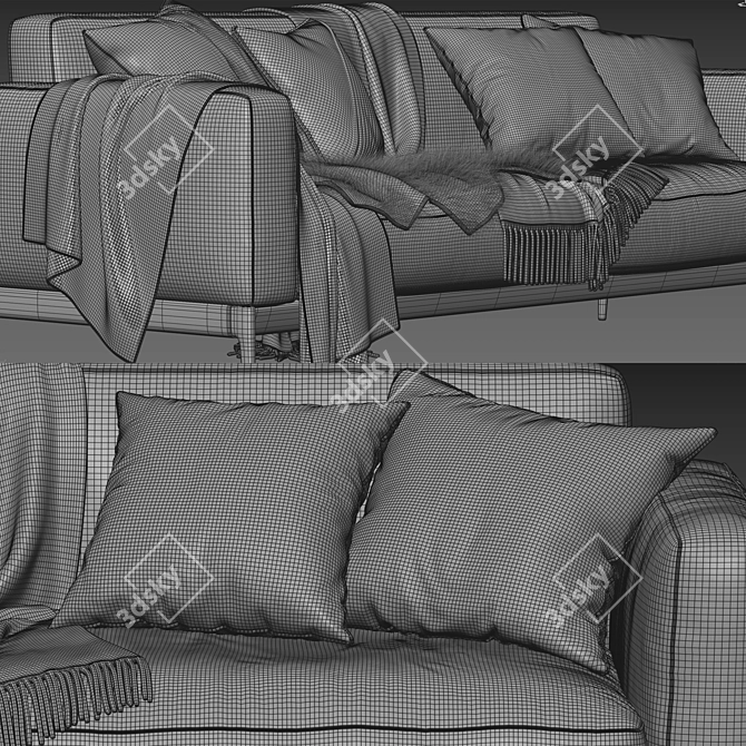 Flexform Romeo Compact Sofa: Stylish and Compact Furniture Solution 3D model image 5