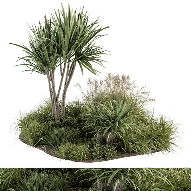  24-Piece Garden Tree and Bush Set 3D model image 1