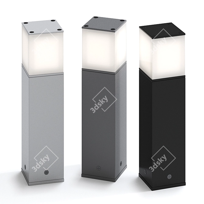 Sleek Outdoor Bollard with Special Lighting Effects 3D model image 1