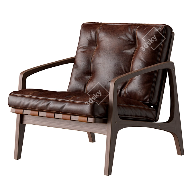 Sleek William Leather Lounge 3D model image 1