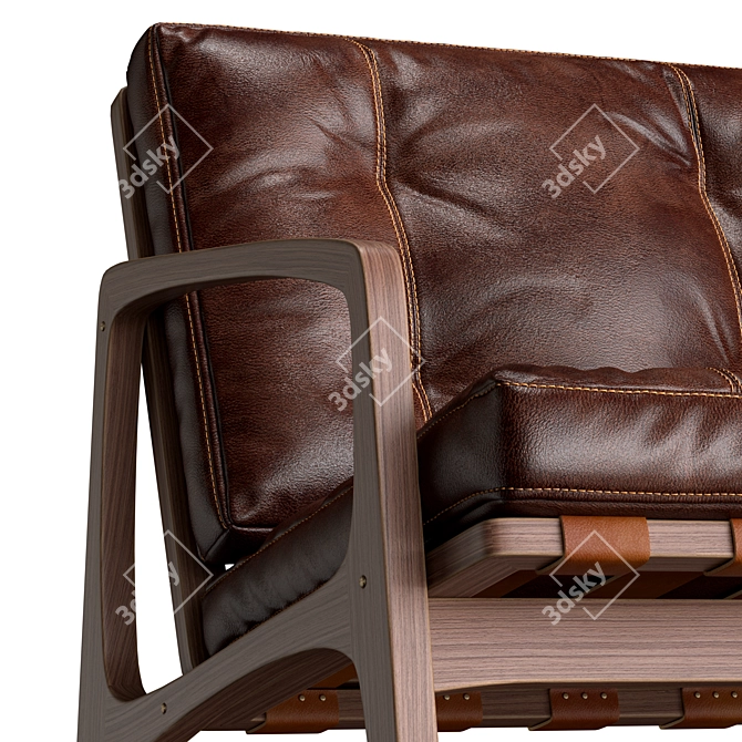 Sleek William Leather Lounge 3D model image 5