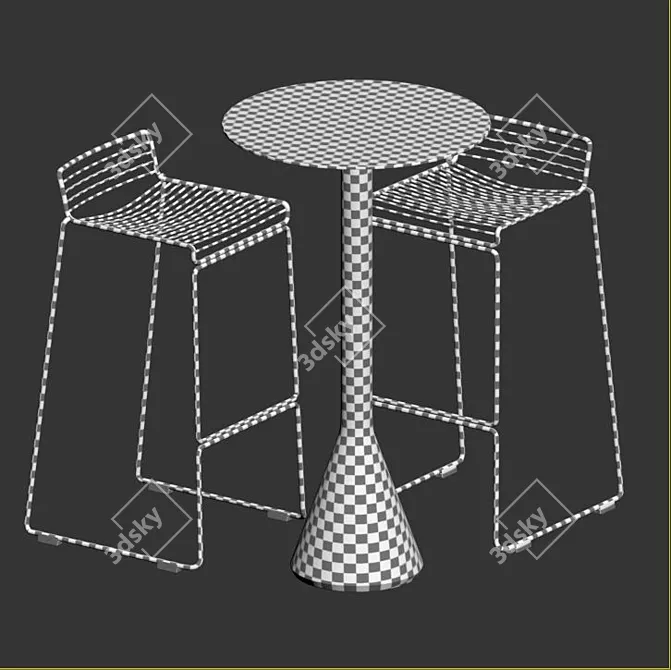 Modern HEE Barstool & Palissade Cone Table 3D model image 6