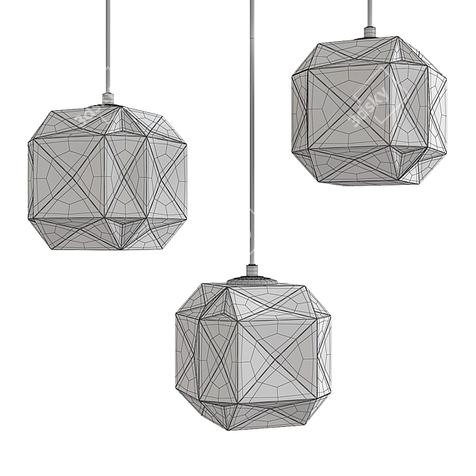 Modern Cube Pendant Light 3D model image 2