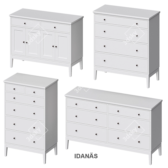 Modern White Chest of Drawers 3D model image 1