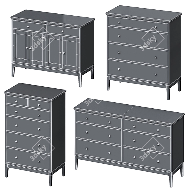 Modern White Chest of Drawers 3D model image 2