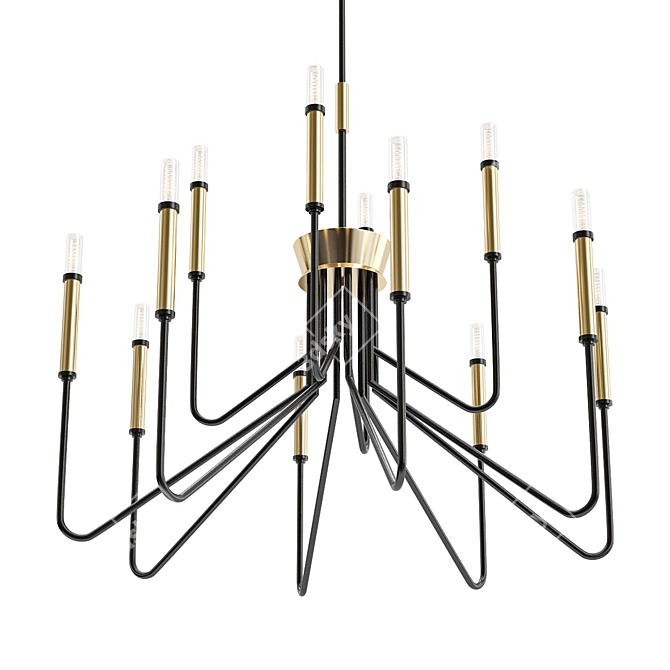 Eurofase Rado 31: Elegant Black 12-Light Chandelier 3D model image 1