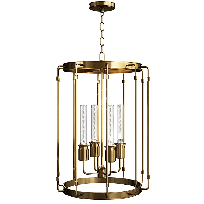 Vintage Brass Pendant Light 3D model image 1