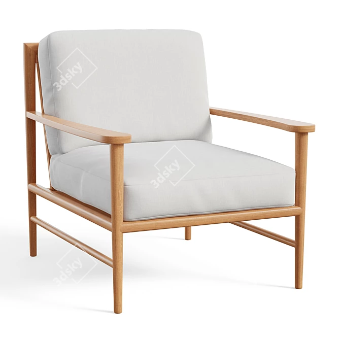 Teak Caned Back Chair 3D model image 1