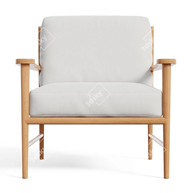 Teak Caned Back Chair 3D model image 2