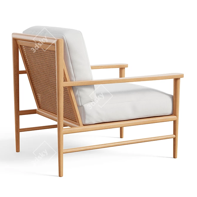Teak Caned Back Chair 3D model image 3