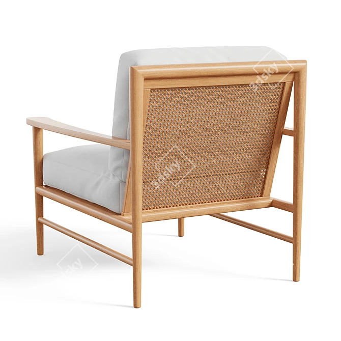 Teak Caned Back Chair 3D model image 4