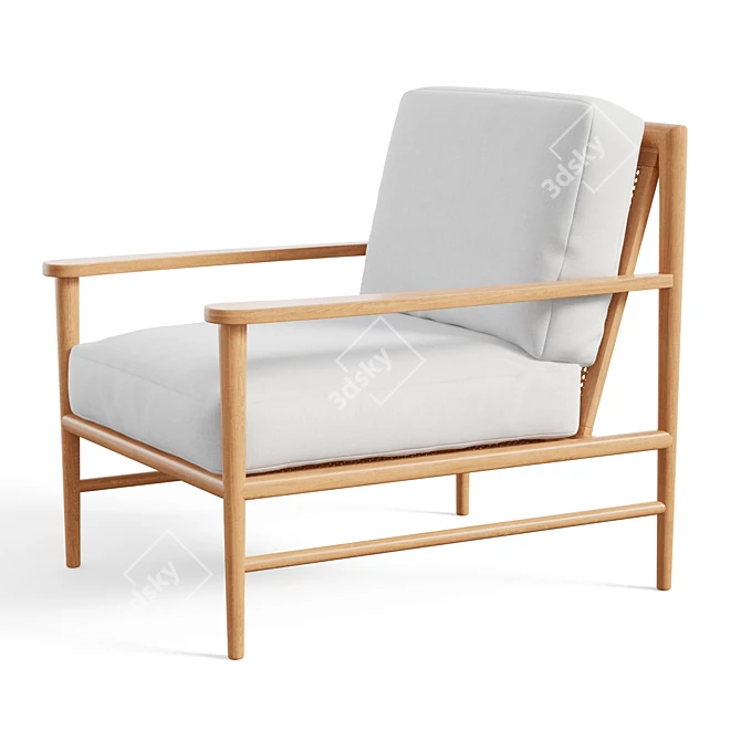 Teak Caned Back Chair 3D model image 5