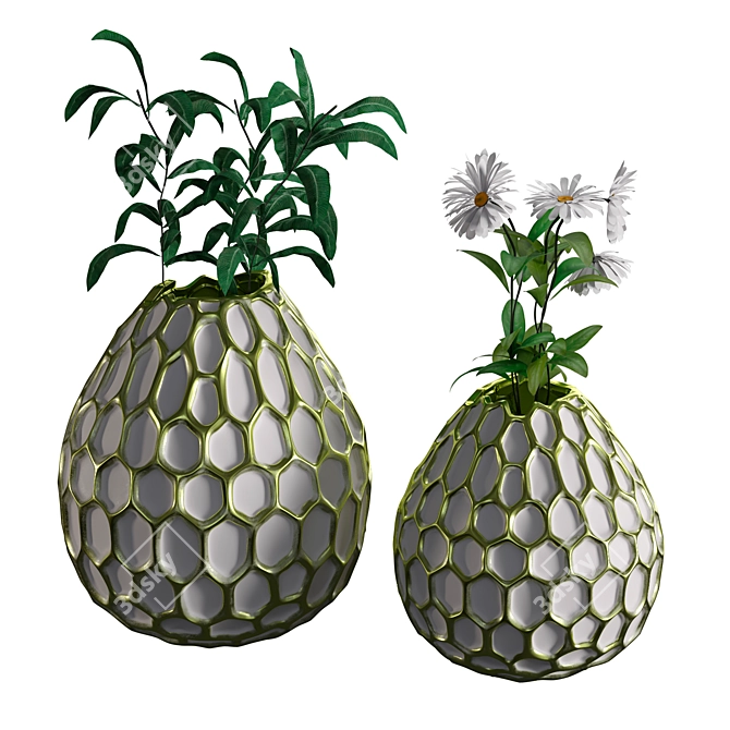 Ceramic Honeycomb Vases: Stunning Anthropologie Collection 3D model image 1