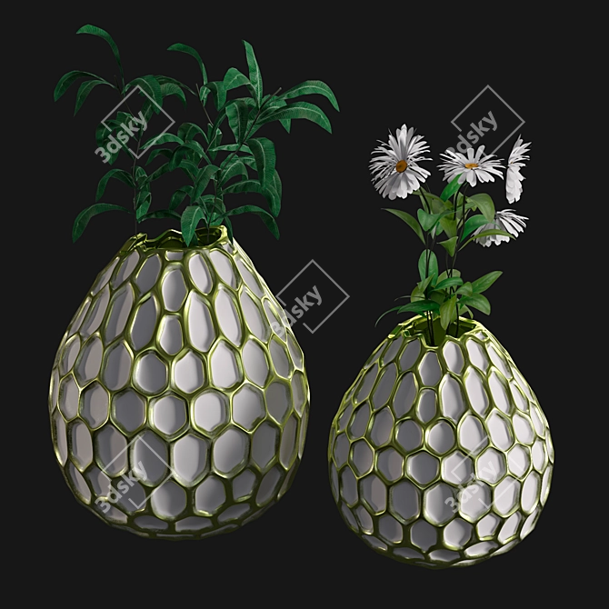 Ceramic Honeycomb Vases: Stunning Anthropologie Collection 3D model image 3