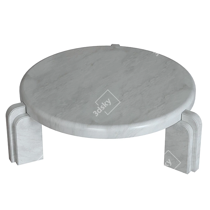 Elegant White Marble Coffee Table 3D model image 2