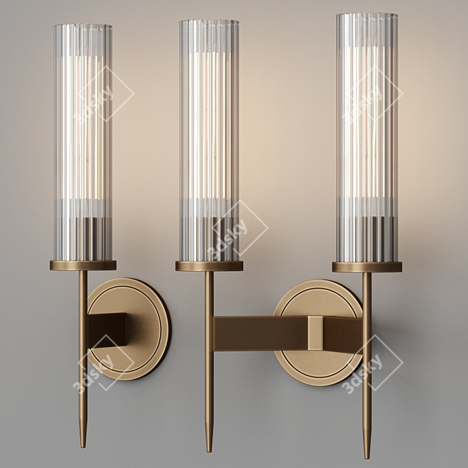 Elegant Bulrush Glass Cylinder Lamp 3D model image 1