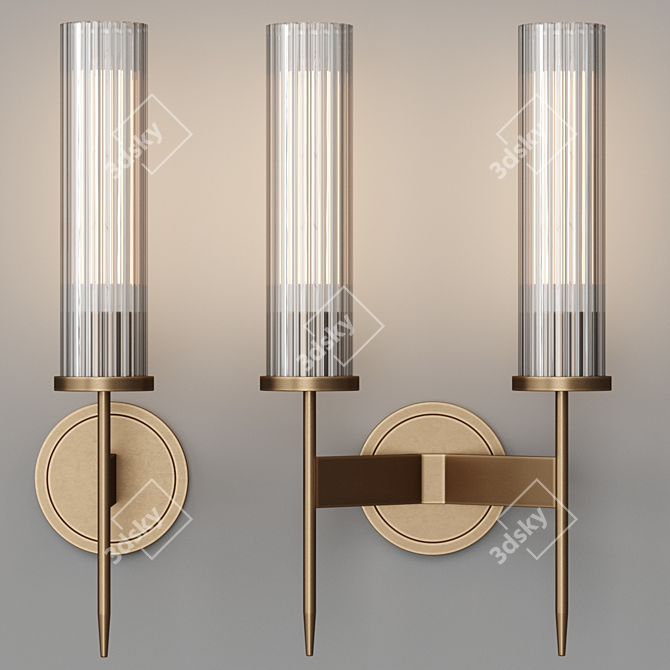 Elegant Bulrush Glass Cylinder Lamp 3D model image 2