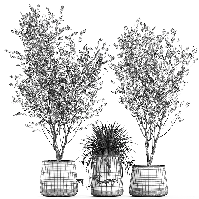 Rustic Metal Pot Plant Collection 3D model image 7