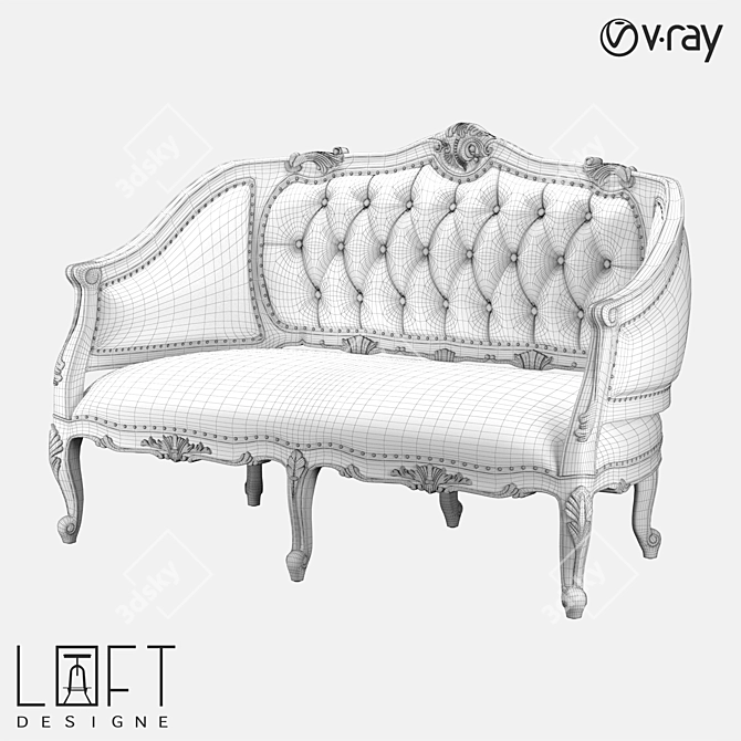 LoftDesigne 4100: Stylish Wood & Fabric Sofa 3D model image 2