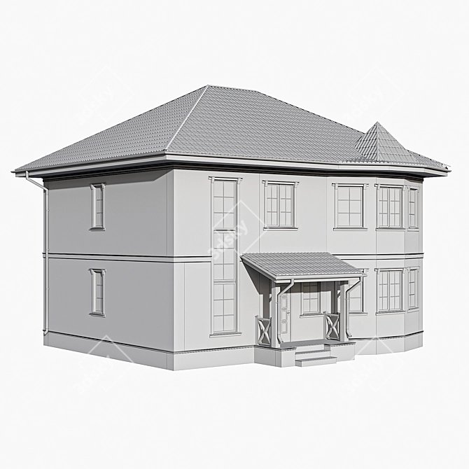 Stately Two-Storey Cottage with Bay Window 3D model image 5