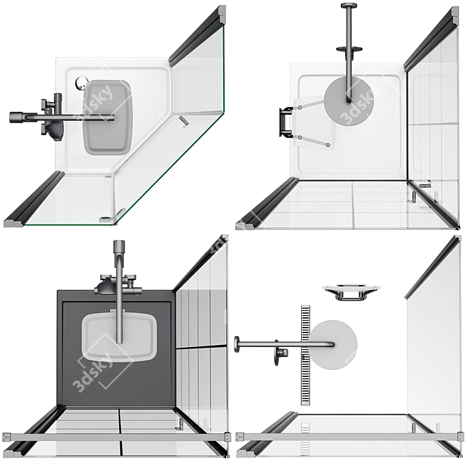 Radaway Nes 8 Black Shower Cabin Set 3D model image 5