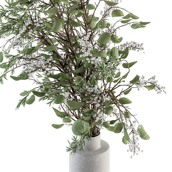 Green Branch Bouquet in Vase 3D model image 4